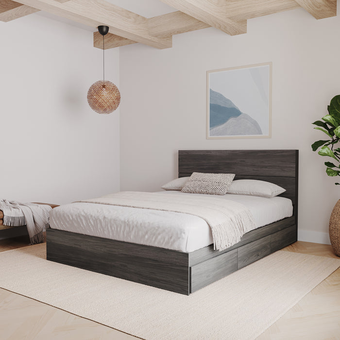 Tête de lit à panneaux Nordika pour lit simple - grise