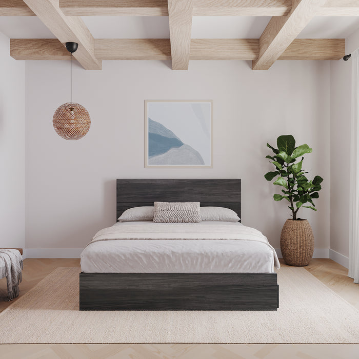 Tête de lit à panneaux Nordika pour lit double - grise