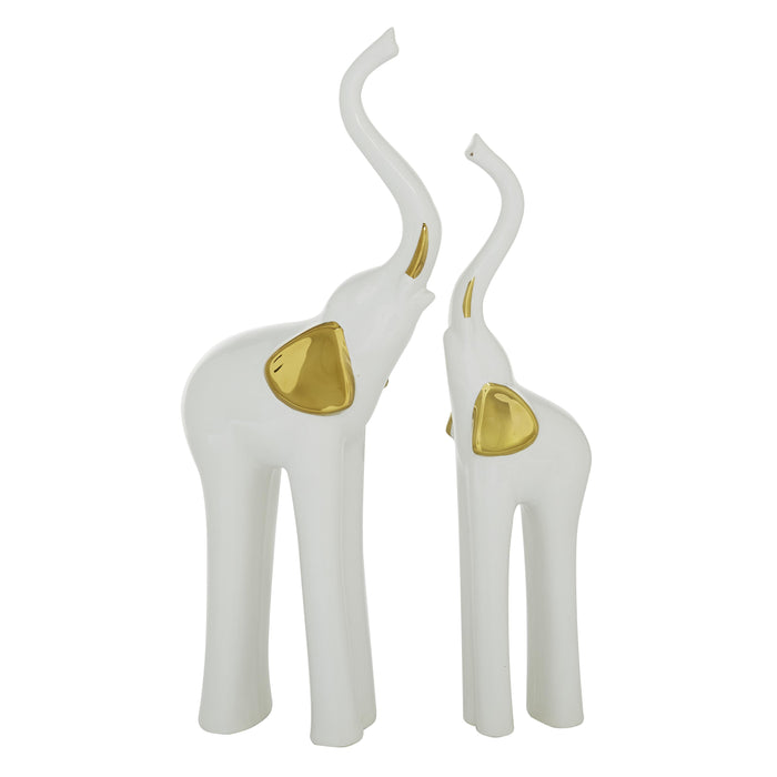 Éléphant de 14 po en céramique - ensemble de 2