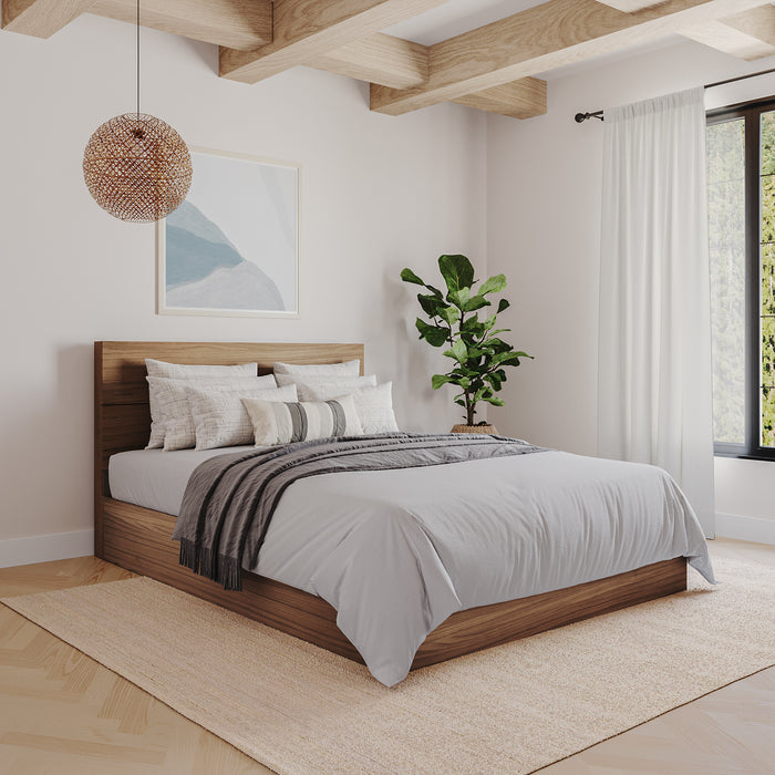 Tête de lit à panneaux Nordika pour grand lit - noyer