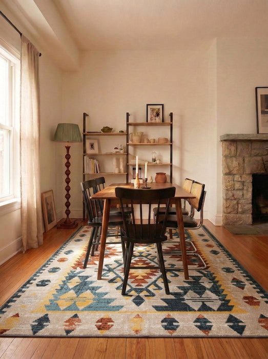 Carpette Mosaic taupe et cuivre lavable à la machine - 5 pi 0 po x 7 pi 0 po