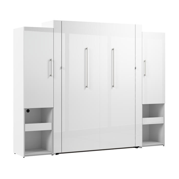 Grand lit escamotable Avalon de Bestar de 107 po (L) avec armoires de rangement et tablette coulissante