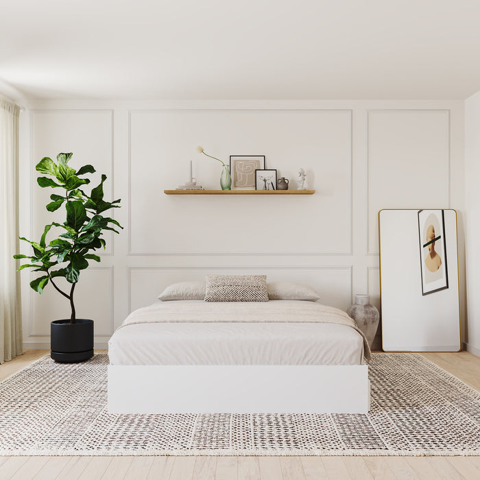 Lit plateforme double Nordika - blanc