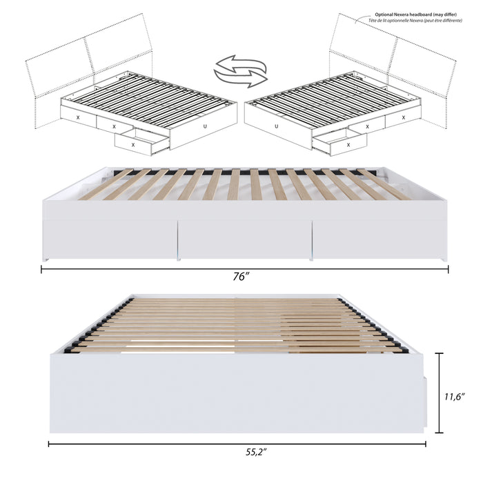 Lit plateforme double Nordika - blanc