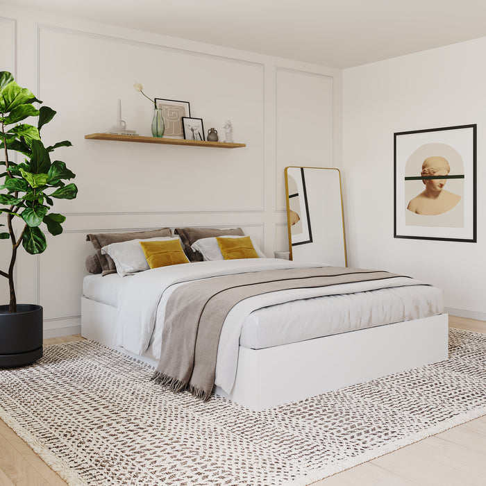 Grand lit plateforme Nordika - blanc