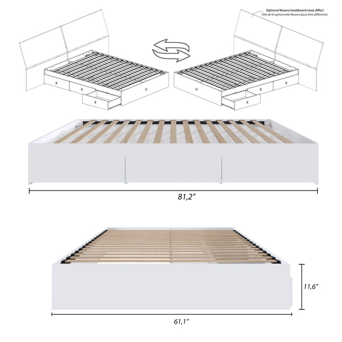 Grand lit plateforme Nordika - blanc