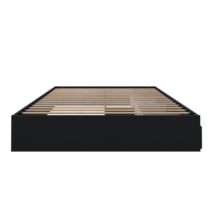 Grand lit plateforme Nordika avec rangement - noir