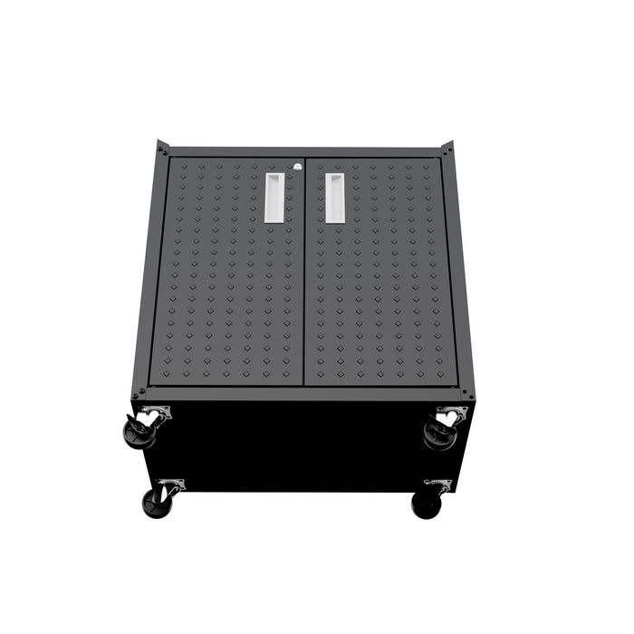 Armoire mobile Fortress de Manhattan Comfort de 31,5 po en métal texturé avec 2 tablettes réglables pour le garage - gris anthracite