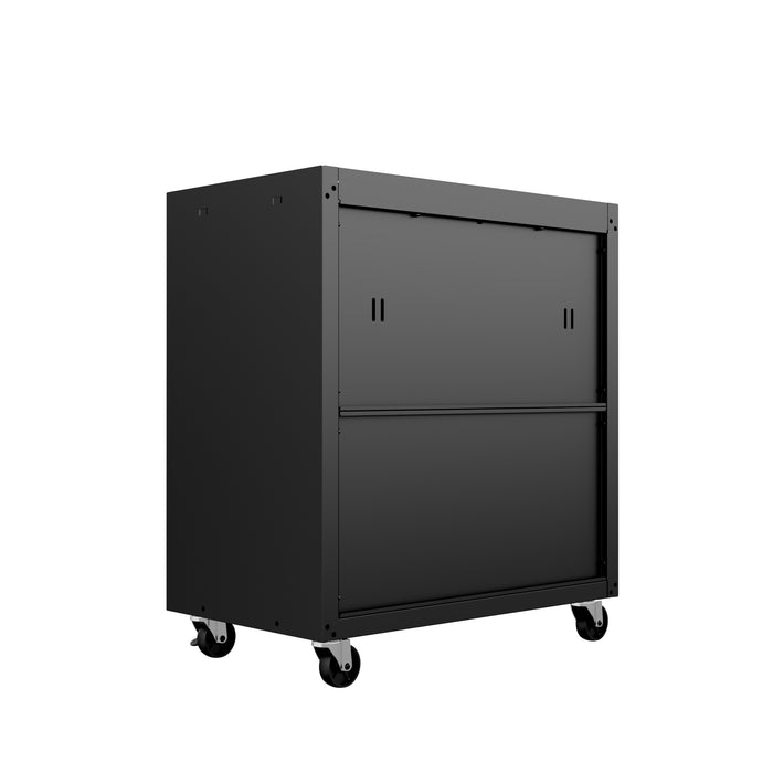 Armoire mobile Fortress de Manhattan Comfort de 31,5 po en métal texturé avec 2 tablettes réglables pour le garage - gris anthracite