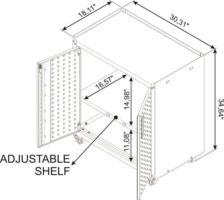 Armoire mobile Fortress de Manhattan Comfort de 31,5 po en métal texturé avec 2 tablettes réglables pour le garage - blanche