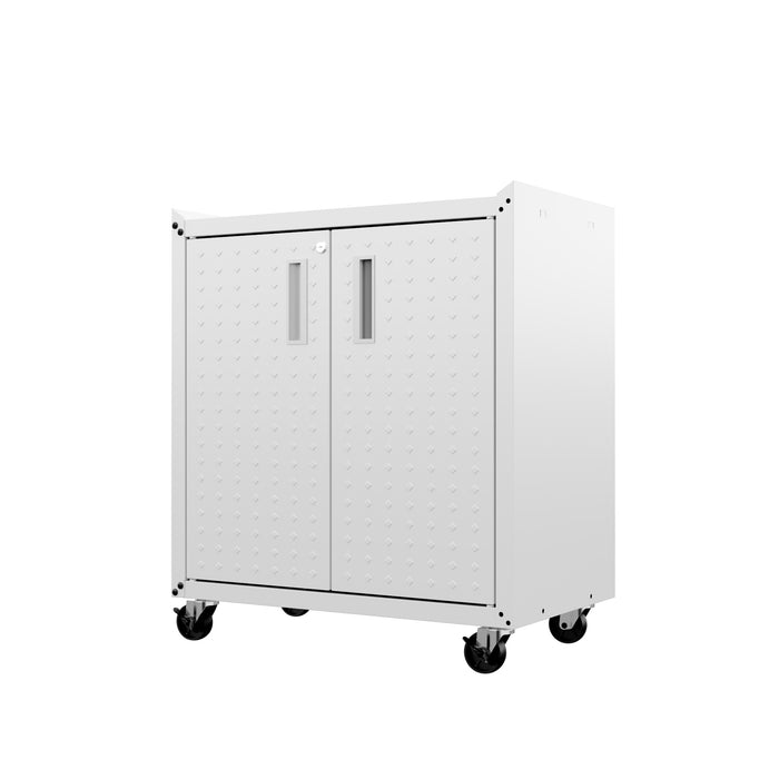 Armoire mobile Fortress de Manhattan Comfort de 31,5 po en métal texturé avec 2 tablettes réglables pour le garage - blanche