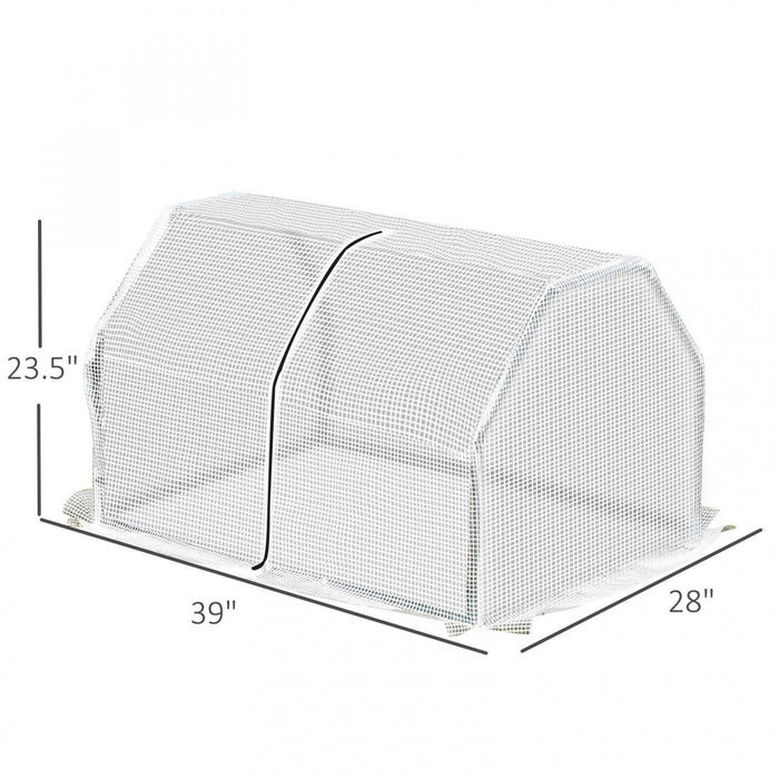 Outsunny 39\" X 28\" X 24\" Portable Mini Serre Pe Grow House Avec Fermeture Eclair Porte Jardinage Plante Couverture Cadre En Acier
