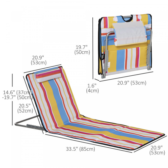 Chaise Longue De Plage Outsunny, Mat De Plage Au Sol, Rayures Colorees