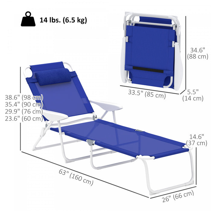 Outsunny Chaise Longue D'exterieur Avec Dossier Reglable, Gris Fonce