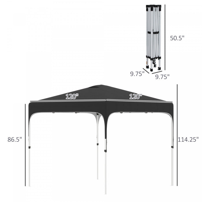 Outsunny 9.8' X 9.8' Pop Up Gazebo, Tente Pliable Avec Sac De Transport Et Roues 4 Sacs De Poids Pour Les Jambes Et 3 Niveaux De Hauteur Ajustable Pour L'exterieur Le Jardin La Fete Et Le Patio Noir