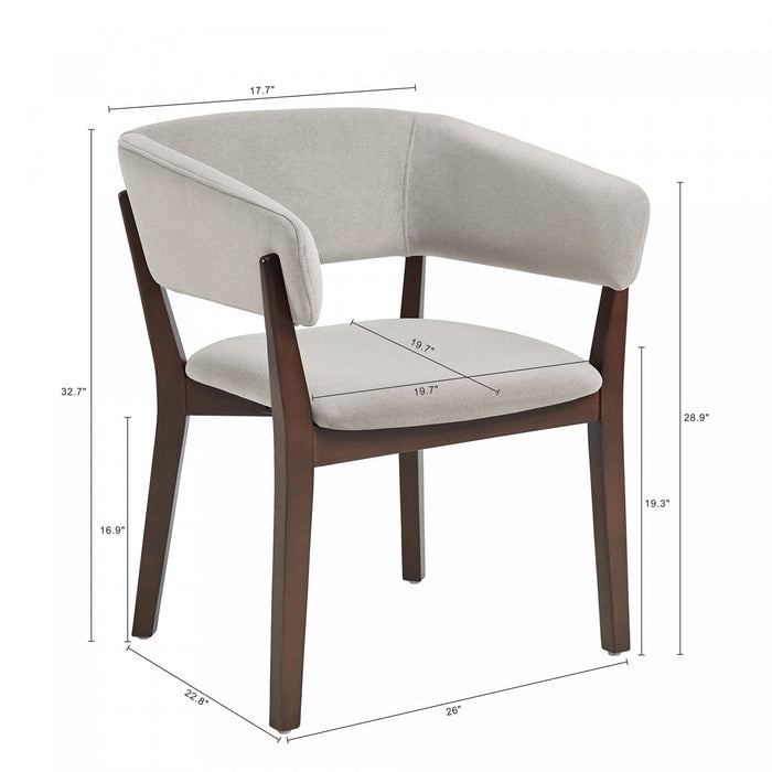 Fauteuil Blake moderne en faux mohair avec accoudoirs en bois, coloris grege - Lot de 2