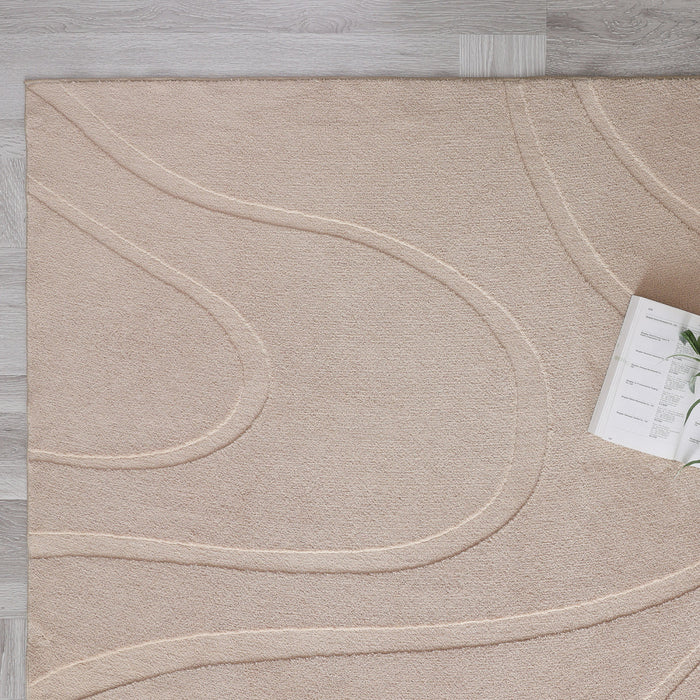 Tapis A Poils Longs Lavable Beige Pearl Hills 5'x7'