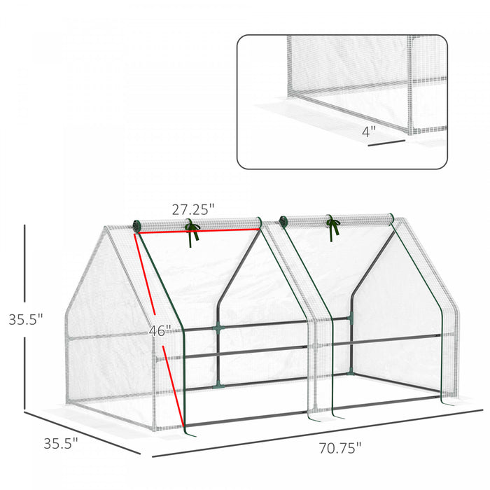 Outsunny 6' X 3' X 3' Mini-serre Portable Pour Le Jardin Exterieur Avec De Grandes Portes A Fermeture Eclair Et Une Couverture En Pe Pour L'eau Et Les Uv