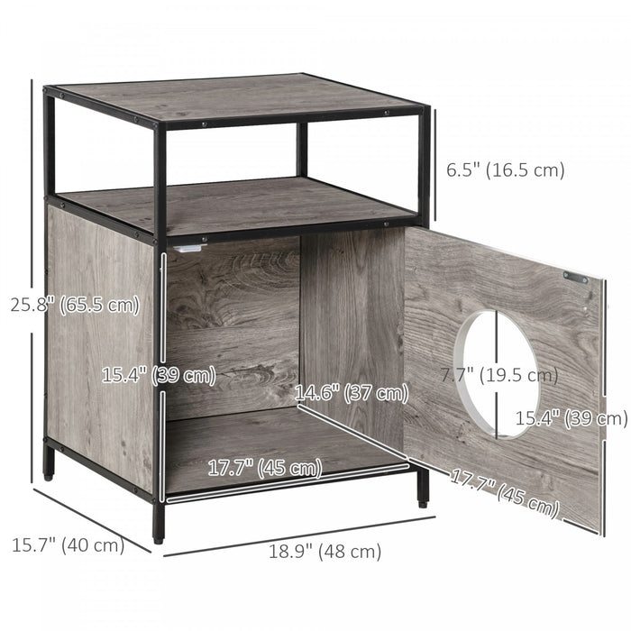 Pawhut Maison Pour Chat Niche A Chat Polyvalent Design Contemporain Avec Etagere Coussin Epais Structure En Panneau Pb Et Acier 19\" X 15.75\" X 25.75\" Gris Et Noir
