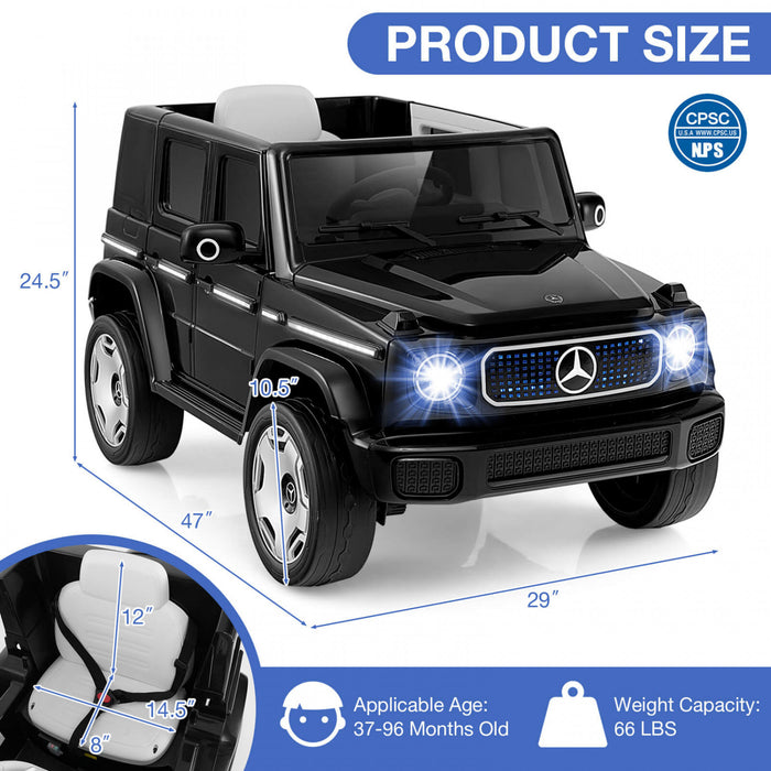 Costway Licence Mercedes-benz Eqg Enfants Ride Sur Voiture Avec Telecommande Detachable Batterie Noir