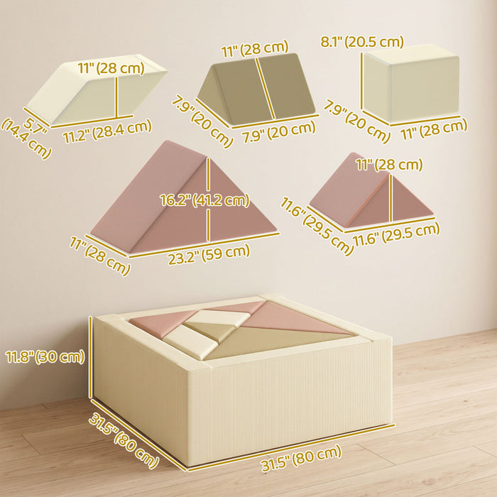 Qaba Jeux d’Escalade 9 Pieces pour Tout-Petits avec Tangram, Housses Lavables