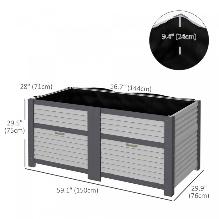 Outsunny Lit De Jardin Sureleve En Bois Avec Portes De Rangement