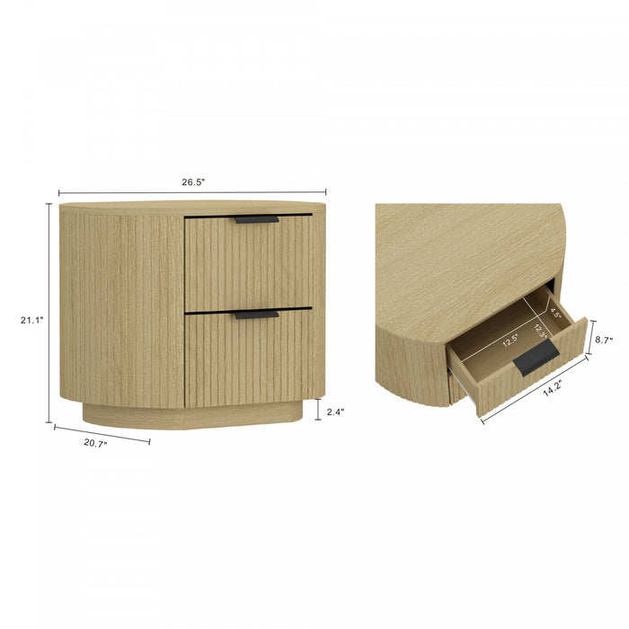 Table de nuit moderne Olivia 27\" en chene naturel (2 tiroirs)