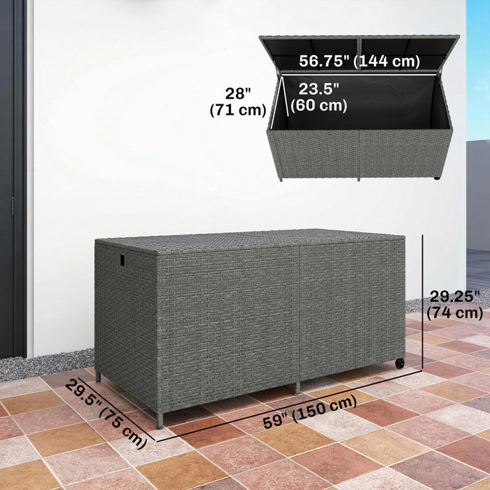 Coffre de rangement en rotin Outsunny 162 gallons avec roues et doublure impermeable