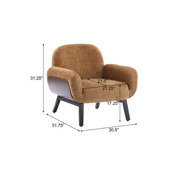 Audrey Fauteuil d’appoint ergonomique en bois massif avec revetement en tissu, kaki