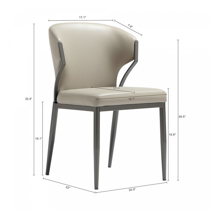 Chaise de salle a manger moderne en metal et cuir vegetalien Kirsten, gris clair - Lot de 2
