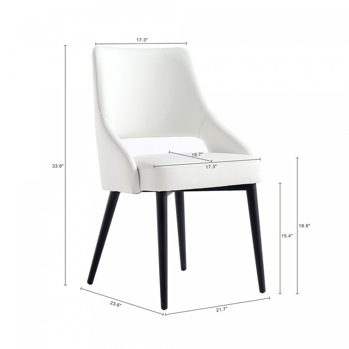 Chaise de salle a manger moderne Tremont en metal et cuir vegetalien blanc