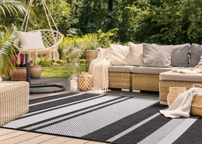 Carpette Jackson à rayures pour l’intérieur et l'extérieur - 7 pi 10 po x 10 pi 6 po