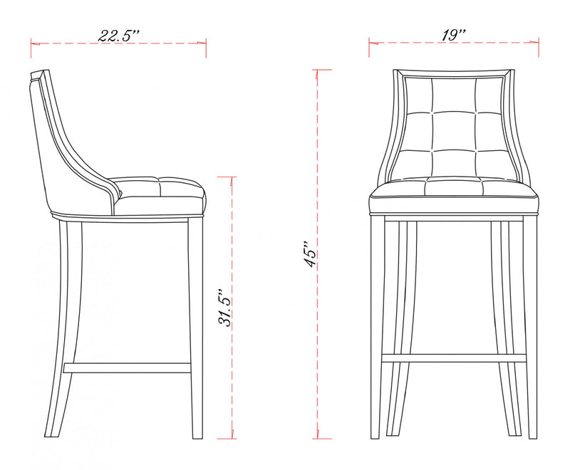 Tabouret de bar traditionnel en bois avec assise rembourree Fifth Avenue, graphite – Lot de 2