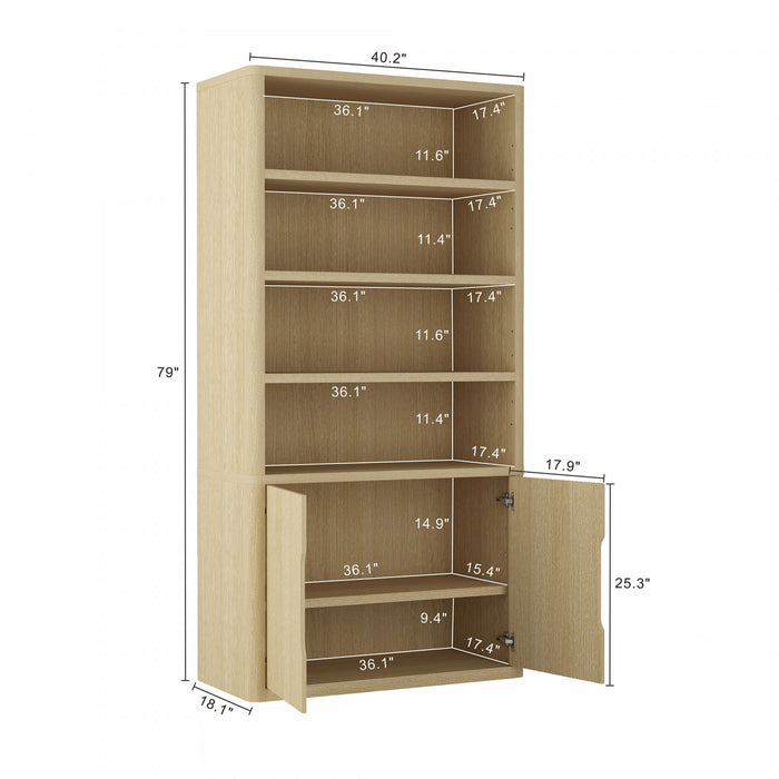 Armoire bibliotheque moderne Rivington 40\" en chene naturel - Ensemble de 3