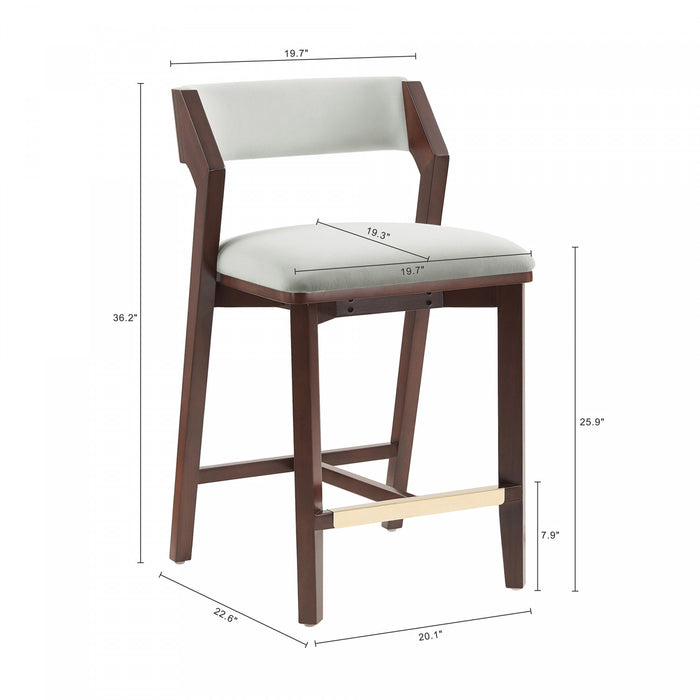 Tabouret de comptoir moderne Patricia en bois avec revetement en tissu, coloris Glacier blanc