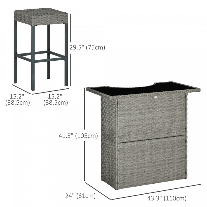 Outsunny Ensemble De Bar De Terrasse 5 Pieces, 4 Chaises De Bar, Gris