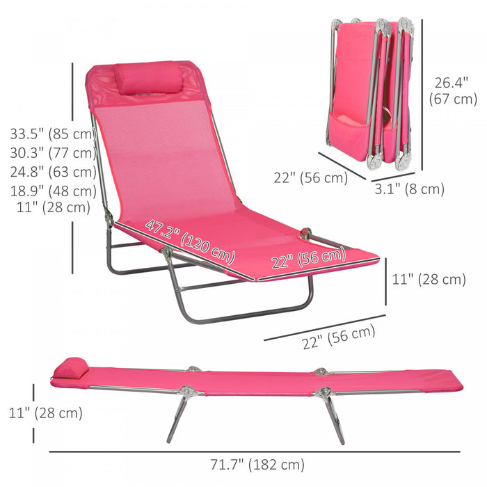 Outsunnychaise Longue Pliante 2 Pcs, Chaises De Piscine Inclinables, Rose