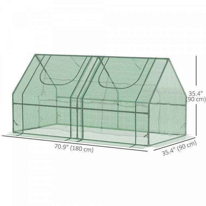 Outsunny Mini Serre 6' X 3' X 3' Avec 2 Couvertures Pe/plastique Vert Fonce