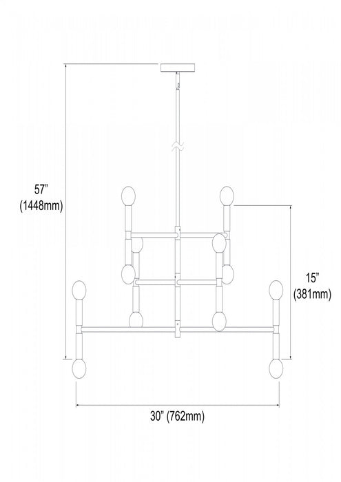 Lustre moyen Ava de Dainolite avec fini noir mat et 12 ampoules
