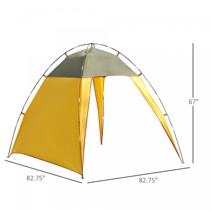 Outsunny 7'x7 'x5.5' Tente De Plage Pliante Exterieure Pliante Pare-soleil Abri De Patio Auvent De Camping Tente A Pas Rapide