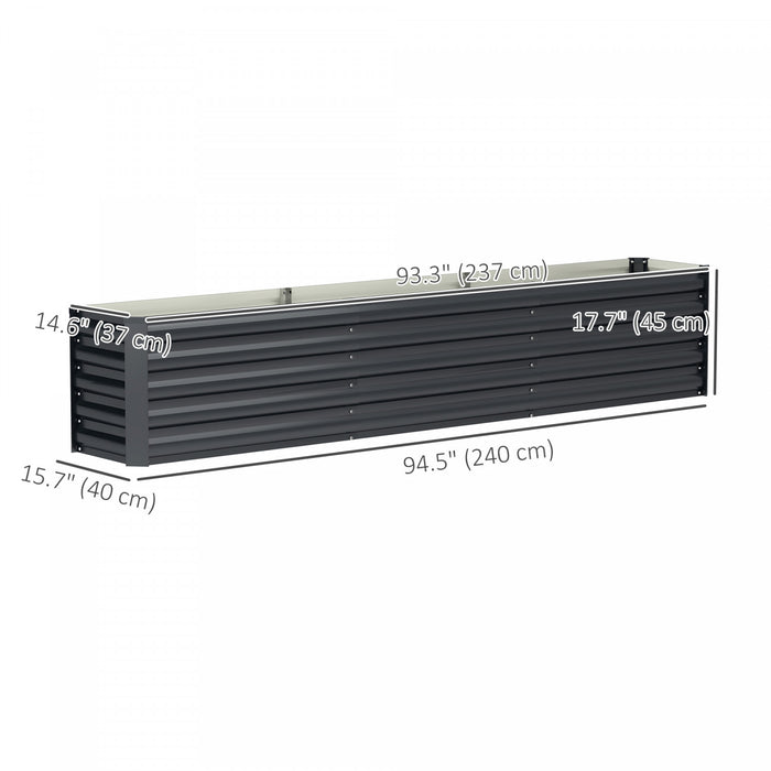 Outsunny Lit de jardin sureleve galvanise, fond ouvert, gris fonce