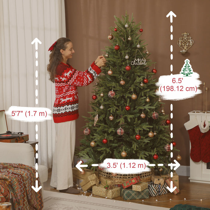 HOMCOM Sapin de Noel 6.5pi avec LED synchronisees, sapin avec telecommande