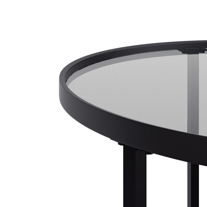 Opal Tables Gigognes Rondes a Deux Plateaux en Verre