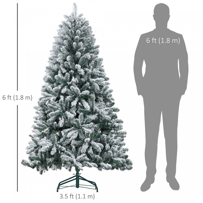 Homcom Arbre De Noel Artificiel Floque De 6 Pieds Avec Pied En Metal