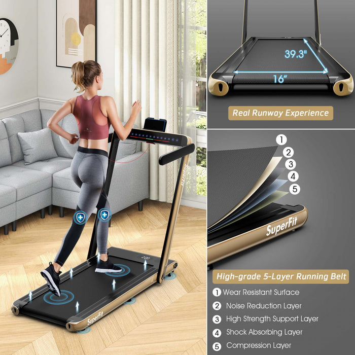 Tapis De Course Pliable 2 En 1superfit – Moteur 2,25 Cv – Double Ecran – Haut-parleur Bluetooth