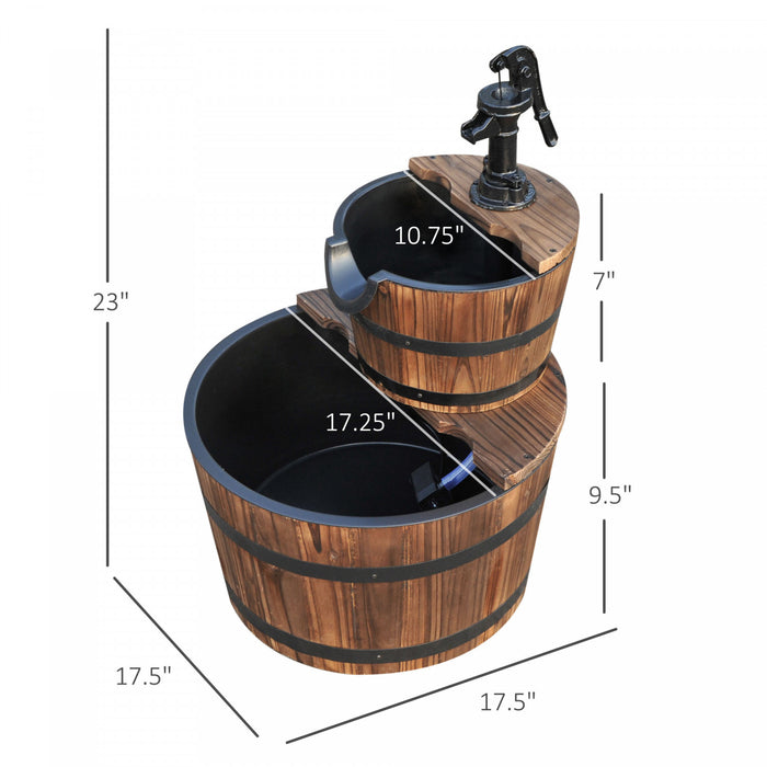 Fontaine A Eau En Bois A 2 Niveaux Outsunny Avec Fonction De Cascade De Pompe Electrique Decoration Interieure Exterieure