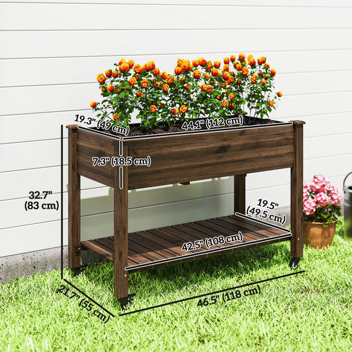 Outsunny Jardiniere surelevee en bois carbonise