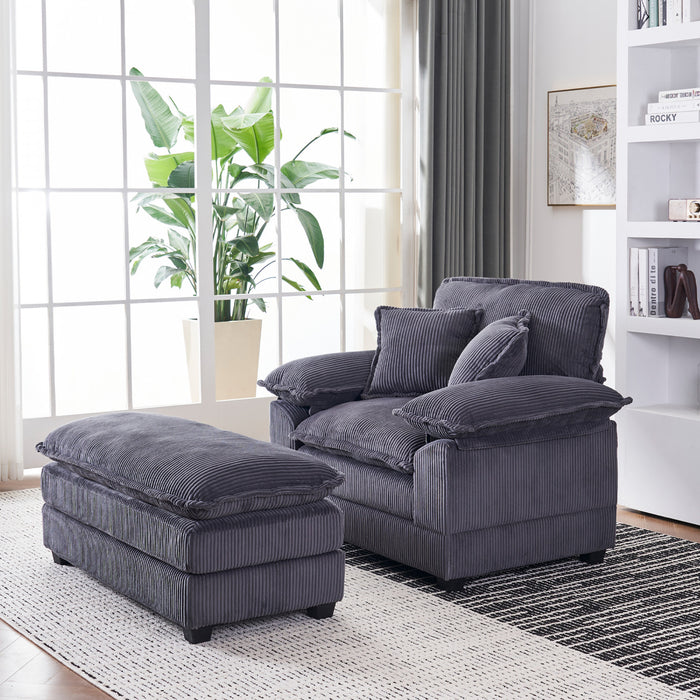 Liam Canape d'interieur moderne en velours cotele 46,9\" avec 2 coussins moelleux, Gris