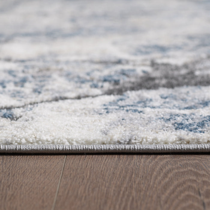 Carpette Darius bleue à motif d'éclair - 6 pi 7 po x 9 pi 6 po