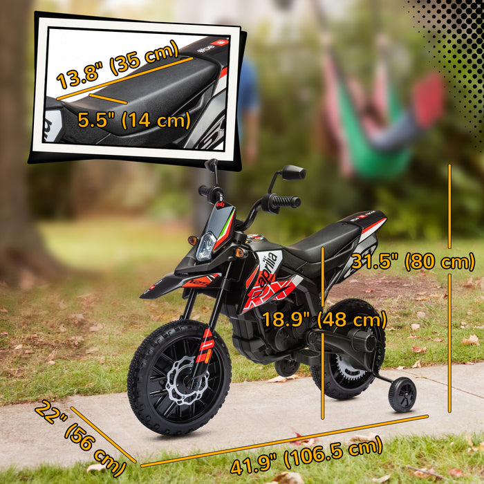 Qaba Moto Electrique 12 V Aprilia Homologuee, Motocross Pour Enfants, Rouge